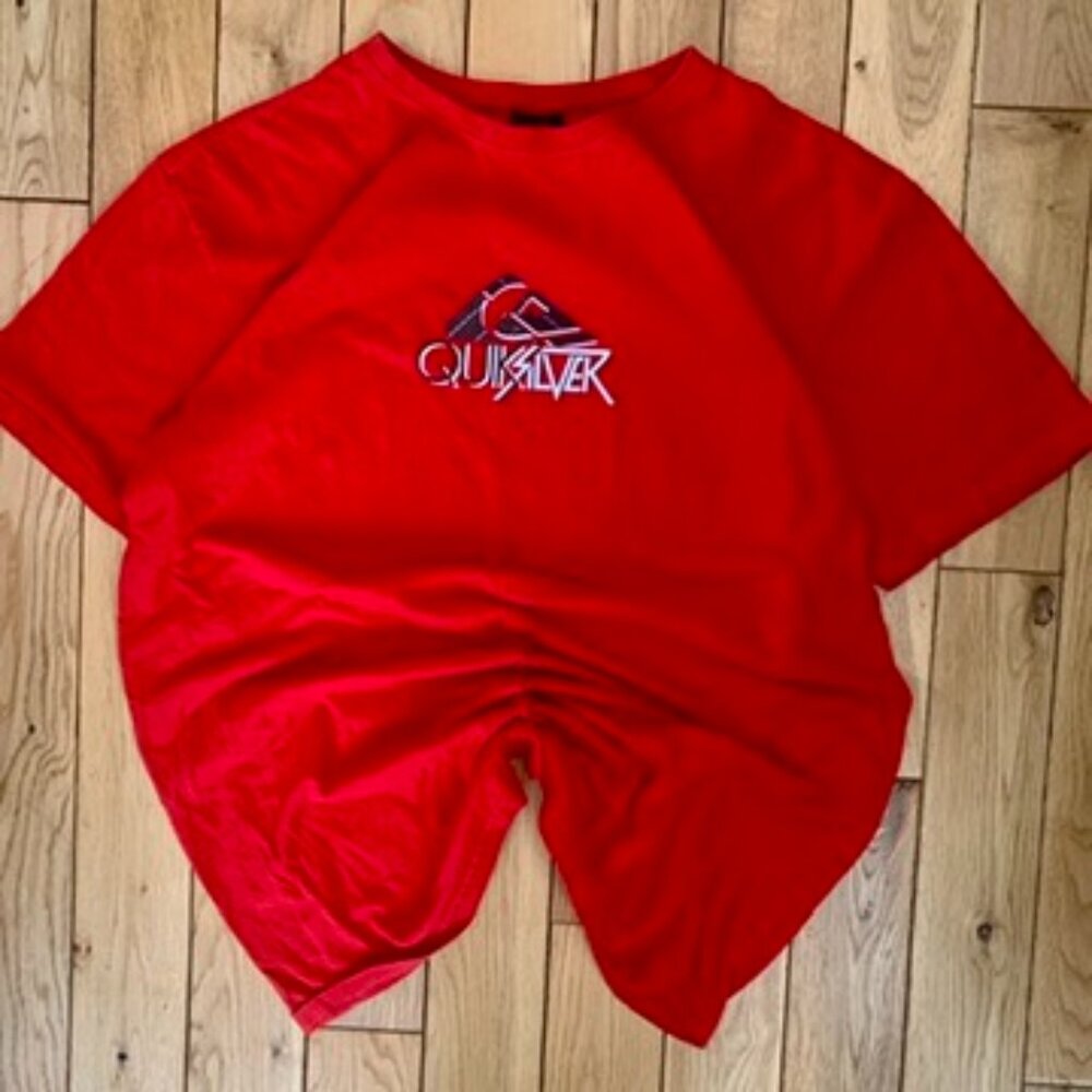 y2k quicksilver shirt Big Logo Men’s Large Red Skating Surfing Vintage